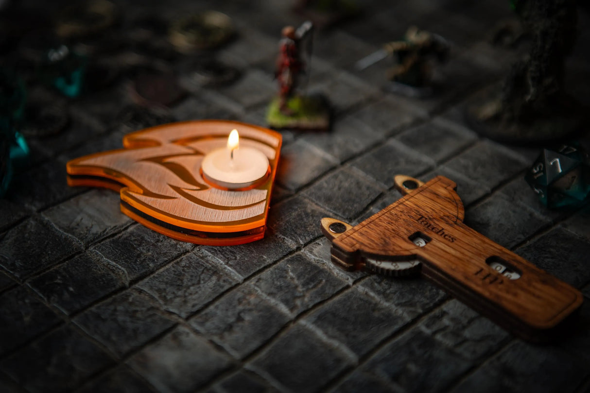 Shadowdark Torch and HP Tracker with Candle Holder