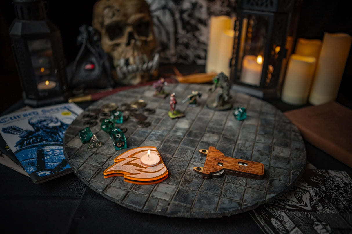 Shadowdark Torch and HP Tracker with Candle Holder